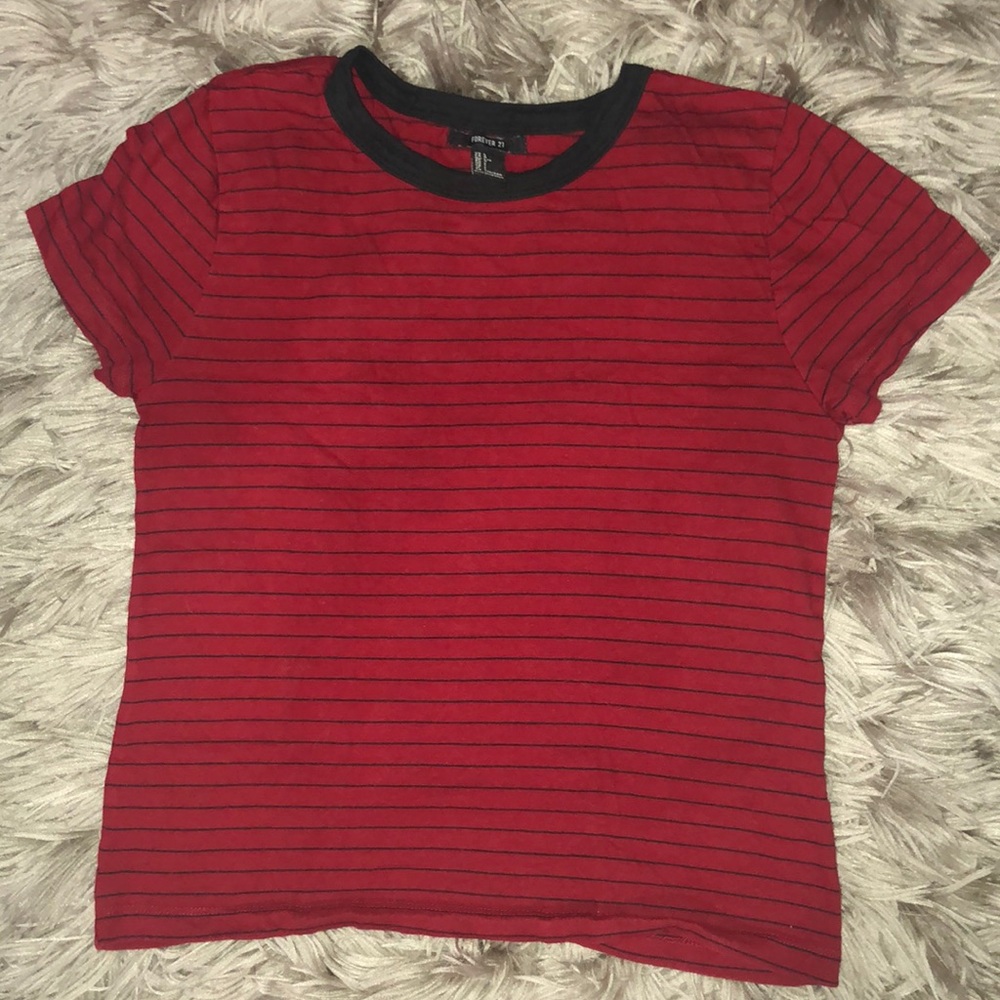 Red and Black Striped Tee